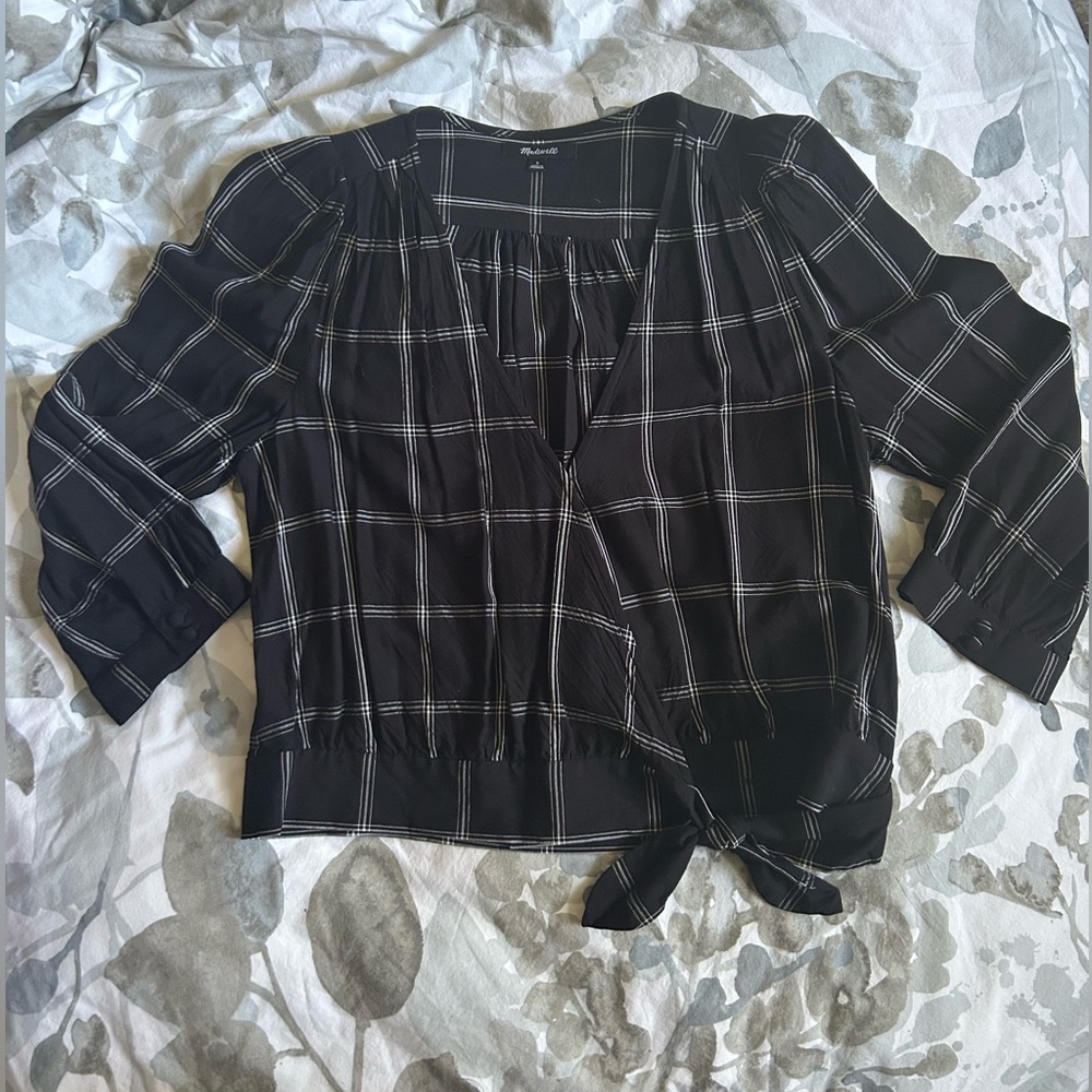 madewell | wrap top - windowpane - Picture 6 of 9